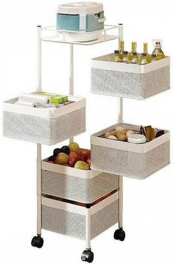 Next Next Metallic Kitchen Trolley 4 Tiers White 27x27x78.5cm