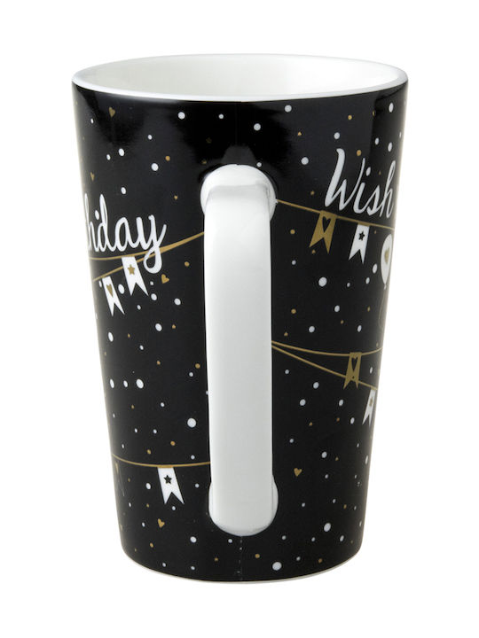 Dutch Rose Happy Birthday Schwarze XL Keramik Tasse 430ml