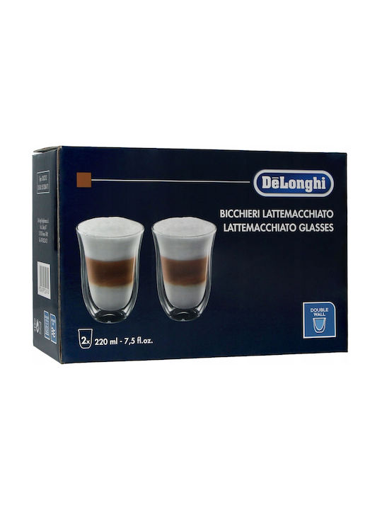 De'Longhi Latte Macchiato Κούπα Γυάλινη Διάφανη 220ml 2τμχ