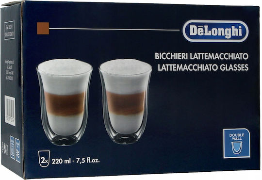 De'Longhi Latte Macchiato Κούπα Γυάλινη Διάφανη 220ml 2τμχ De'Longhi Latte Macchiato Κούπα Γυάλινη Διάφανη 220ml 2τμχ