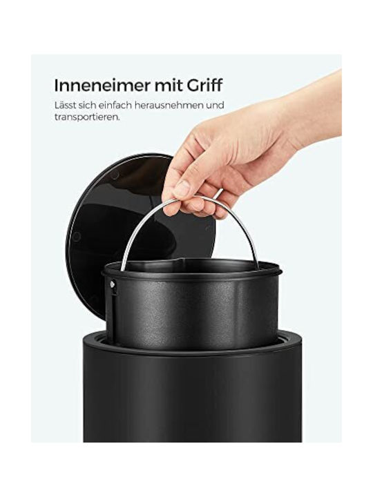 Songmics Plastic Waste Bin with Pedal Black 3L