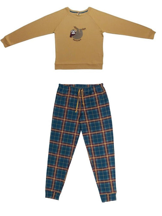 Noidinotte Set Winter Women's Pajamas Mustard - Petrol