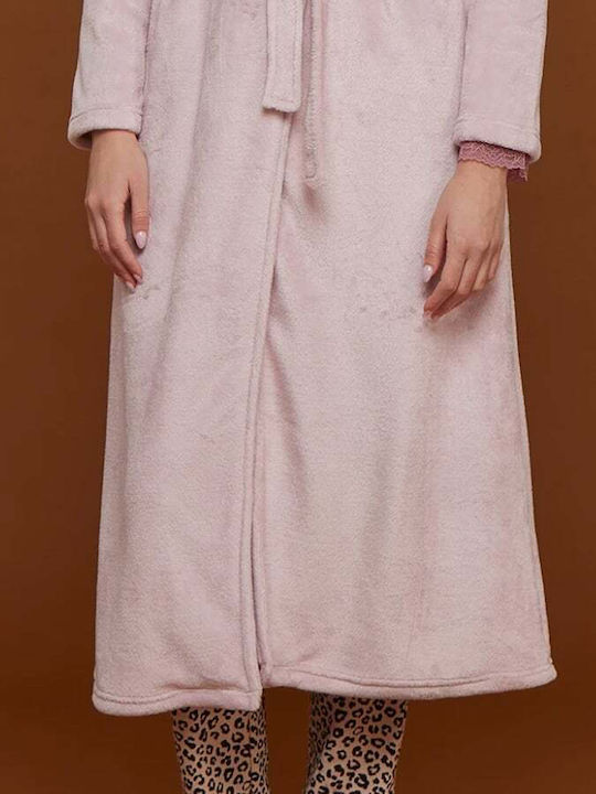 Noidinotte Winter Women's Fleece Robe Pink