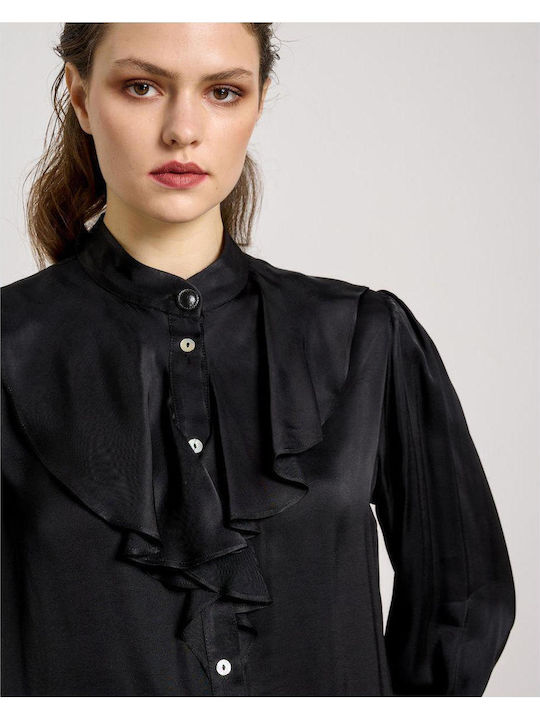 Langärmelig Damen Hemd Black