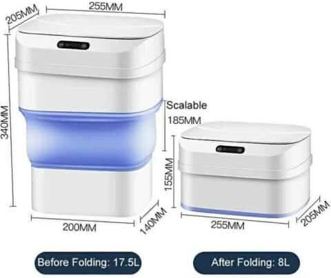 Smart Sensor Folding Πλαστικό Καλαθάκι Μπάνιου 17.5lt Μπλε