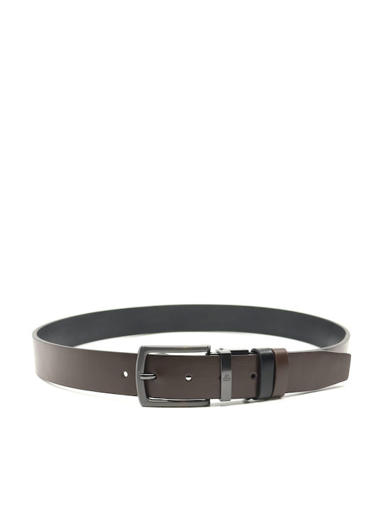 Men's Leather Double Sided Belt Black Velvet-Black Metal