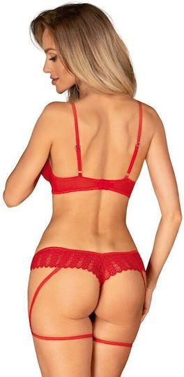 Obsessive Sexy Σετ Εσωρούχων με Δαντέλα Κόκκινο 2τμχ