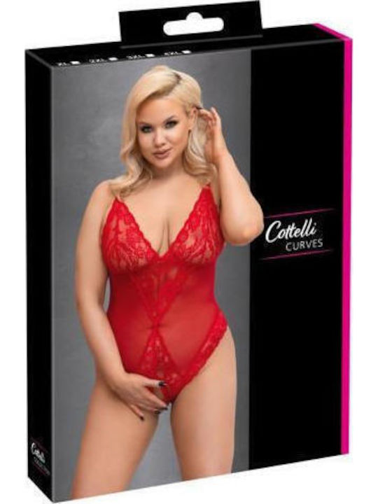 Cottelli Collection Секси Боди Мрежесто Червено