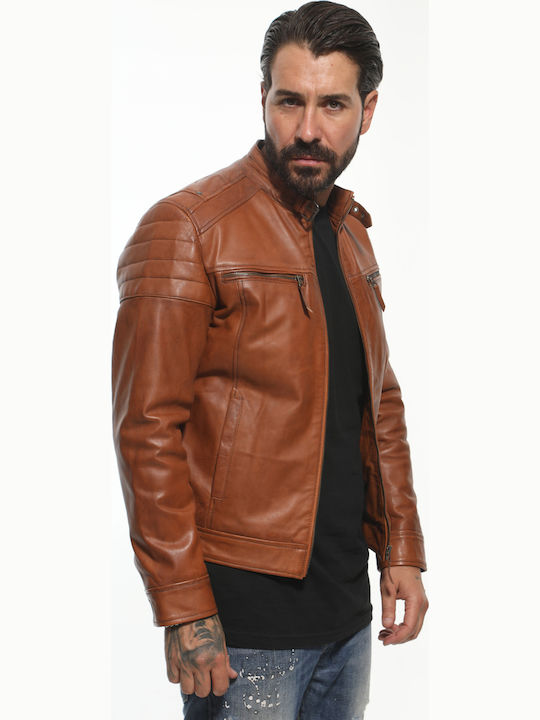 Leather Jacket Biker Brown