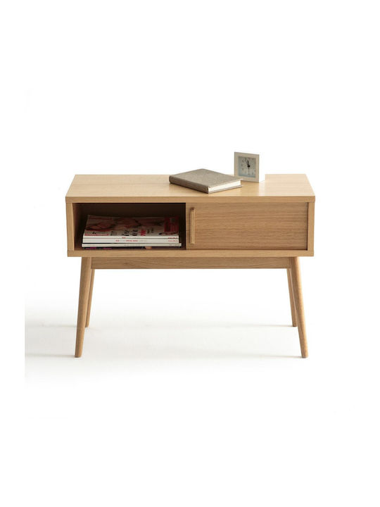 Clairoy Bedside Table Made of Solid Wood Beige 73x30x50.3cm