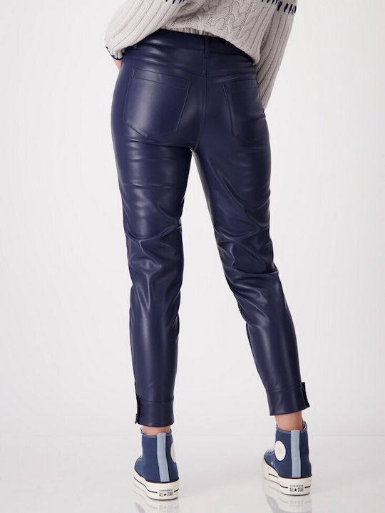 Monari Women's Leather Trousers Navy Blue