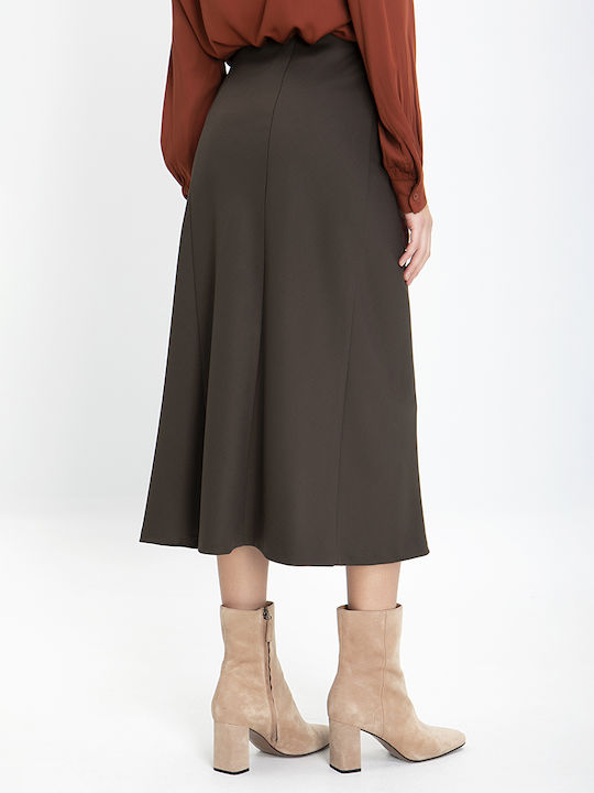 Laura Donini Midi Skirt in Khaki color