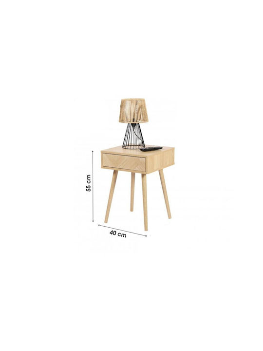 Wooden Bedside Table Brown 40x40x55cm