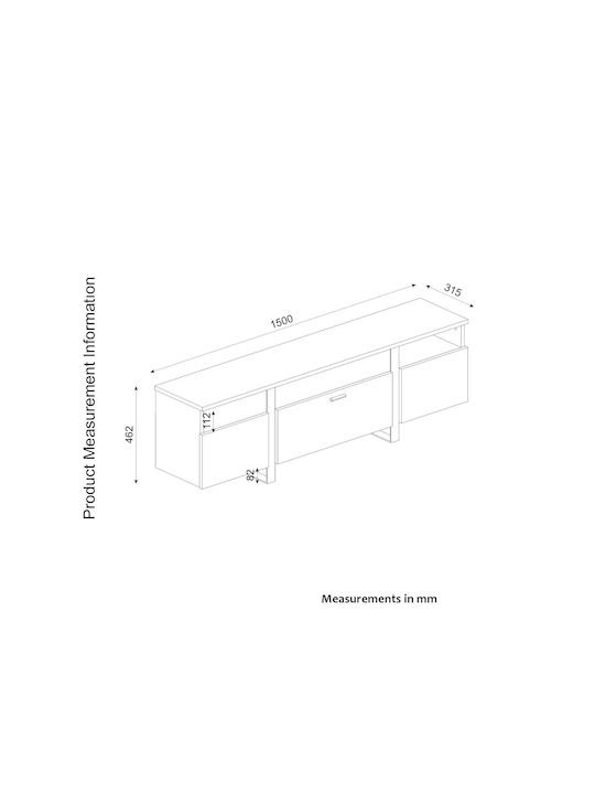 Έπιπλο Τηλεόρασης Franco Μελαμίνη Μ150xΠ31.5xΥ46.2cm