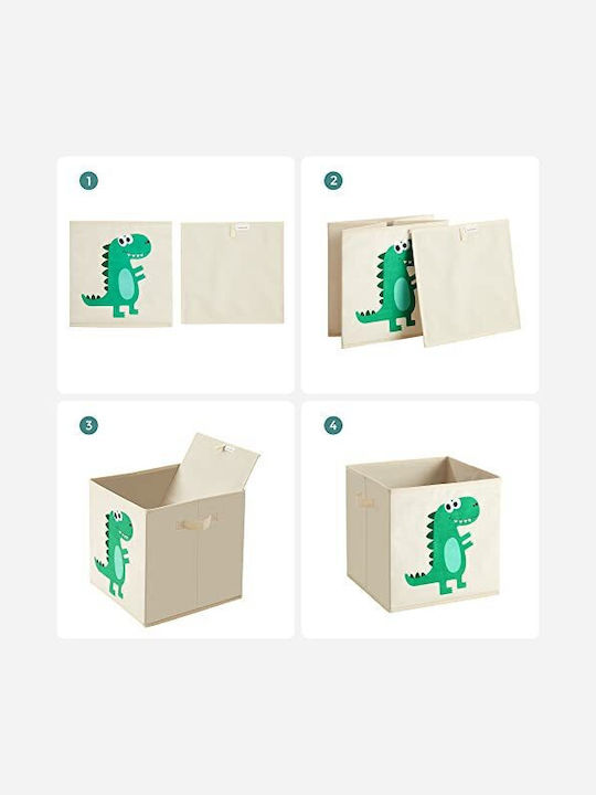 Songmics Kinder Aufbewahrungsbox Faltbar aus Stoff Box Set Beige 30x30x30cm 3Stück