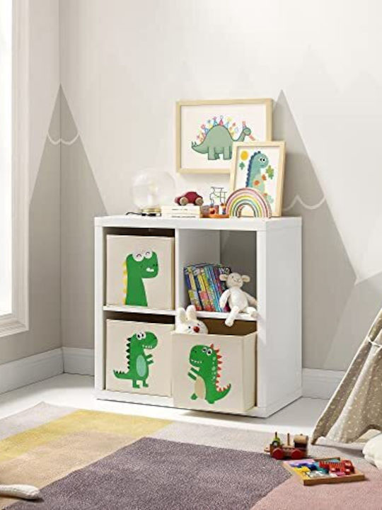 Songmics Kinder Aufbewahrungsbox Faltbar aus Stoff Box Set Beige 30x30x30cm 3Stück