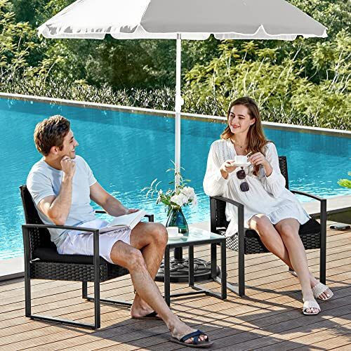 Garten- und Outdoor-Möbelsets für kleinen Raum 3 Stück Schwarz
