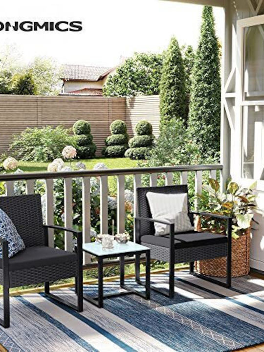 Living Room Set For Small Outdoor Spaces 3 Pieces Black