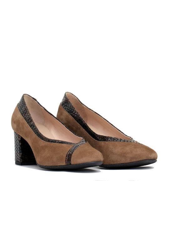 D Chicas Leather Brown Medium Heels