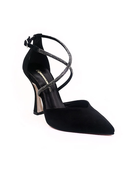 Hondronasios Pointed Toe Black Heels with Strap