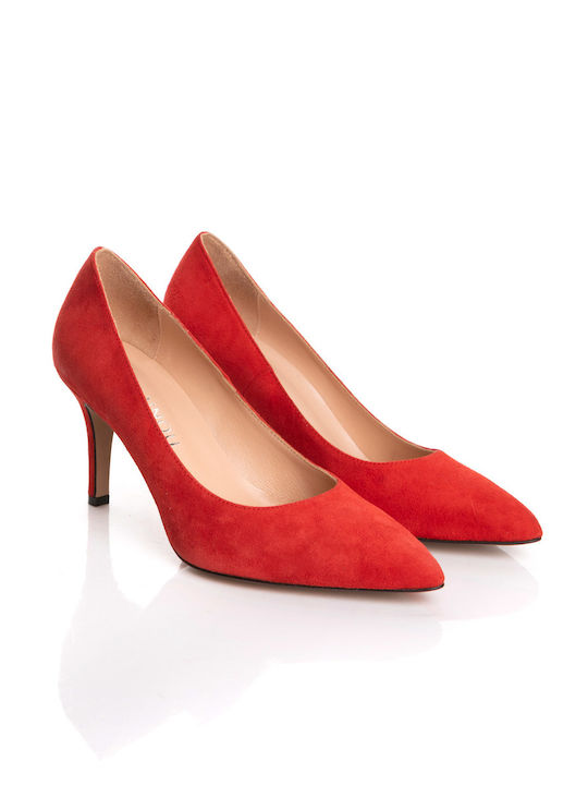 Ioannou Suede Pointed Toe Light Red Medium Heels