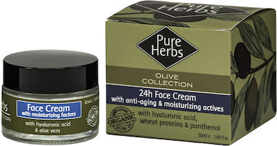 Pure Herbs Olive Collection Moisturizing Cream Suitable for All Skin Types with Hyaluronic Acid / Aloe Vera 50ml