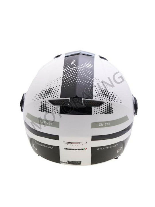Zen ZN-700 Gemini Бял - Черен Каска за мотор Джет ECE 22.06