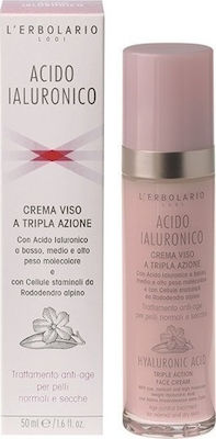 L' Erbolario Acido Ialuronico Triple Action fără culoare Hidratantă Cremă Pentru Față cu Acid Hialuronic 50ml