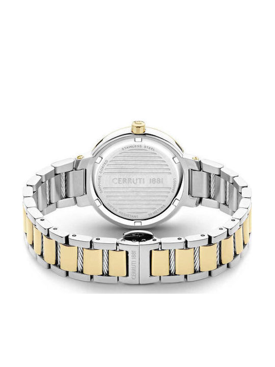 Cerruti Gardena Crystals Ceas de Damă cu Auriu Brățară Metalică