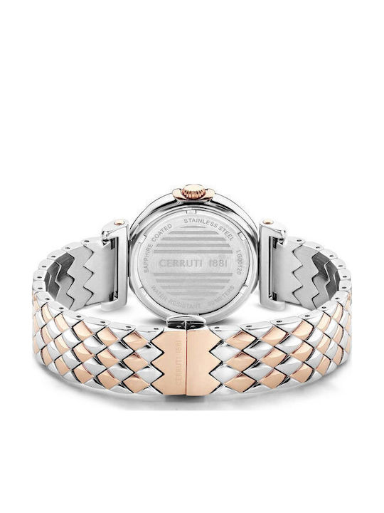 Cerruti Sesia Crystals Ceas de Damă cu Rose Gold Brățară Metalică