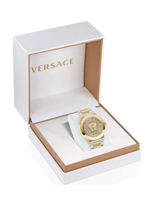 Versace Medusa Infinite Two Ανδρικό Ρολόι Μπαταρίας με Καφέ Μεταλλικό Μπρασελέ