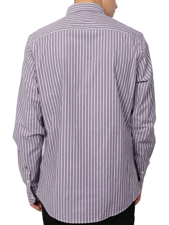 Scotch & Soda Men's Shirt Long Sleeve Striped Lilacc