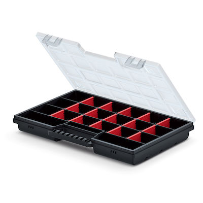 Box Organizer Ταμπακιέρα Εργαλείων 21 Θέσεων με Ρυθμιζόμενα Χωρίσματα Μαύρη 29x19.5x3.5εκ.