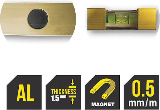 Topmaster 40cm Nivel de spirit Din aluminiu Magnetic 40buc cu 2 Ochiuri