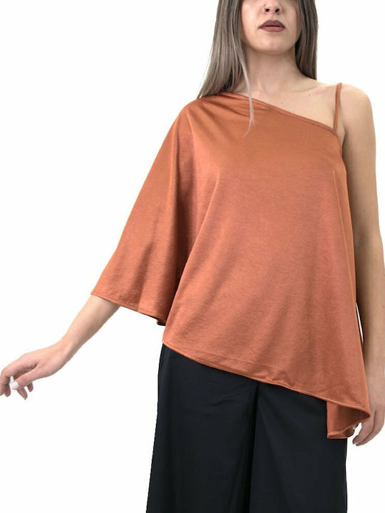 Γυναικεία Μπλούζα Off-Shoulder με έναν Ώμο Πορτοκαλί