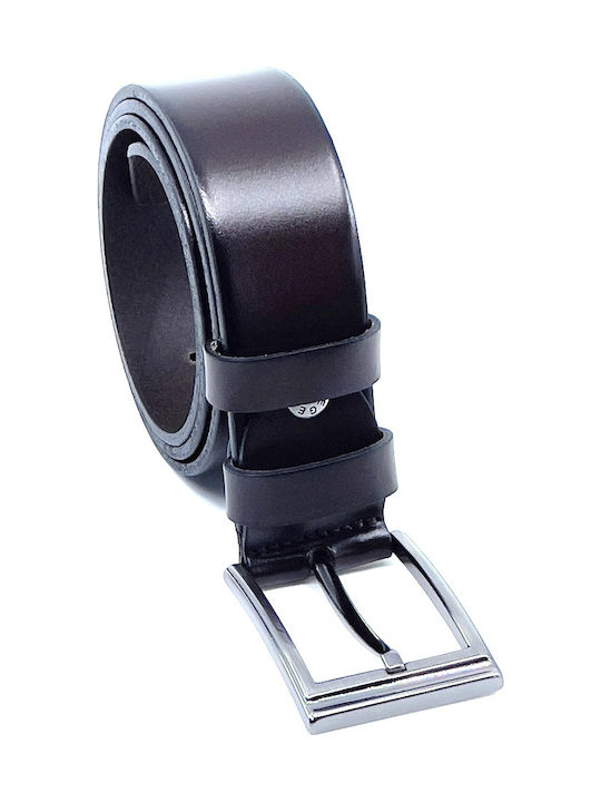 Men's Leather Wide Belt Brown