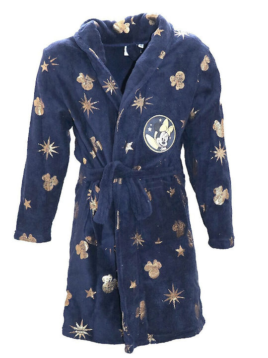 Disney Kids' Robe Winter Fleece Dark Blue Minnie Mouse