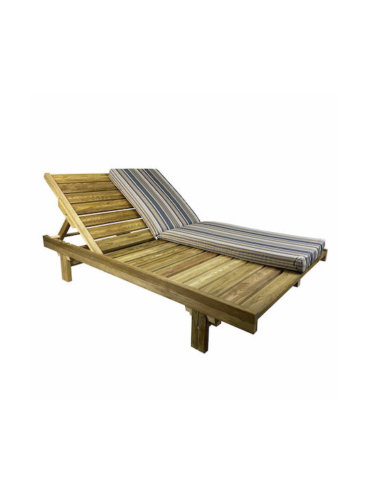 Sunbed Single Wooden with Cushion Turquoise 200x125x13cm.