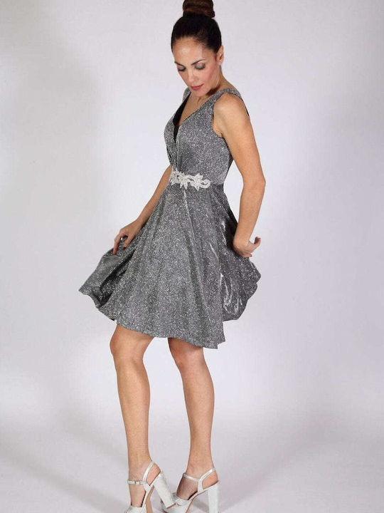 GREEN kurzes Kleid silber