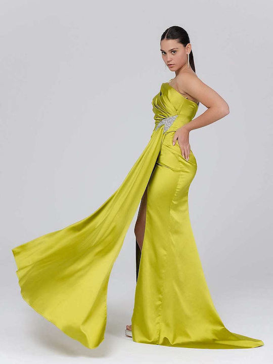Emely Βραδινό Strapless Φόρεμα Lime R5029-112