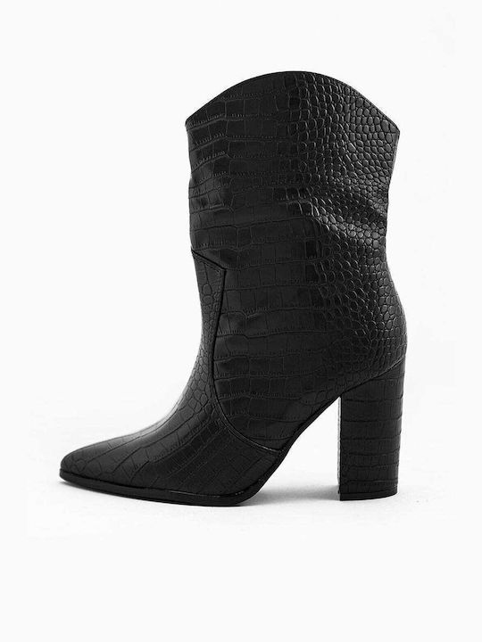 BOOTS BLACK MUSCULAR WITH CROCO LOOK