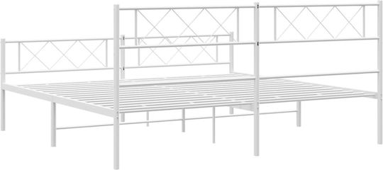 King Size Metallbett Weiß mit Lattenrost für Matratze 190x200cm