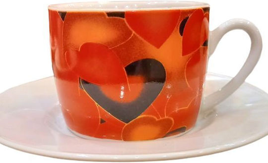 La Belle Maison Set Tassen Kaffee aus Porzellan Rot 6Stück