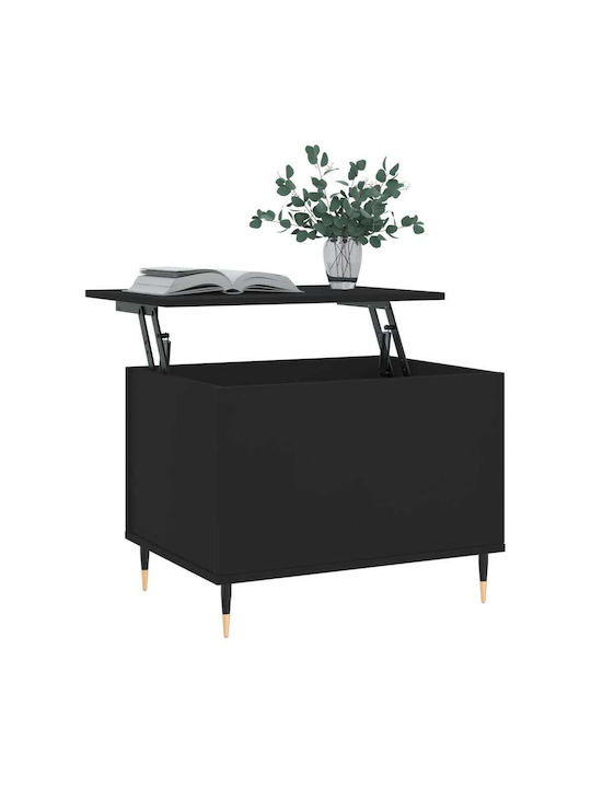 Rectangular Central Wooden Coffee Table with Lifting Mechanism Black W60xL44.5xH45cm