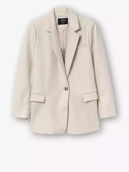 Tiffosi Γυναικείο Δερμάτινο Σακάκι Beige.