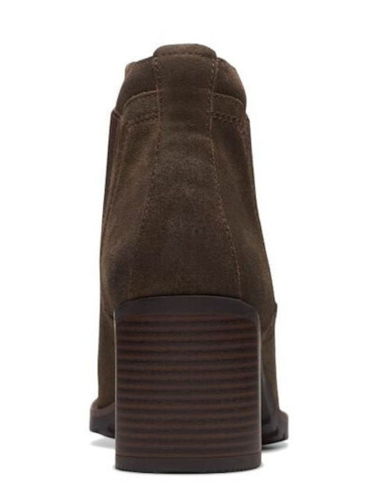 Clarks Up Suede Women's Chelsea Boots Khaki