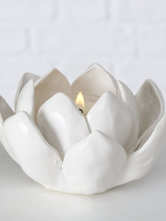 La Belle Maison Candle Holder Ceramic in White Color 10x10x8cm 1pcs