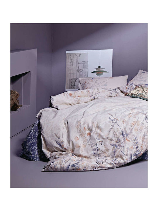 Kentia Duvet Queen 220x240cm Beatrice Blue-Caramel Kentia 300 GSMGsm