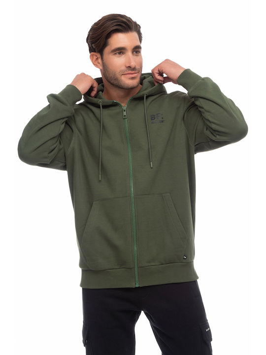 Be:Nation Herren Sweatshirt Jacke mit Kapuze Khaki