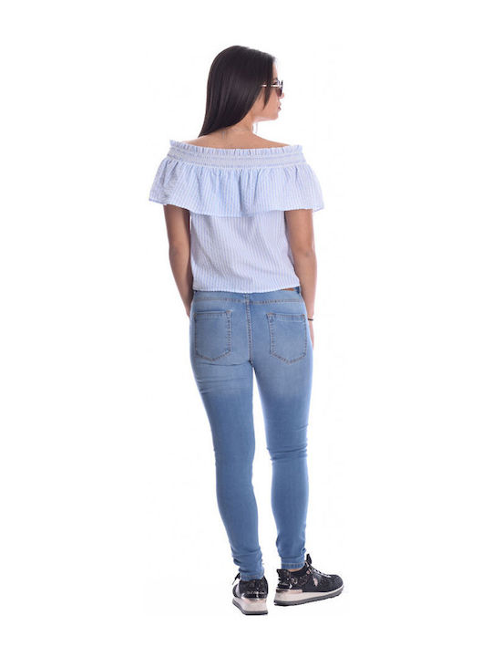 Γυναικείο Jean Παντελόνι σε Slim Εφαρμογή Ανοιχτό Μπλε